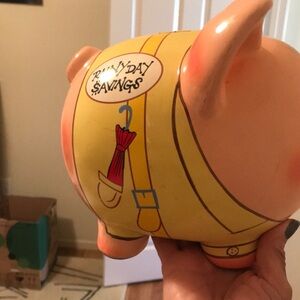 Yellow Piggy Bank with Red Umbrella Design